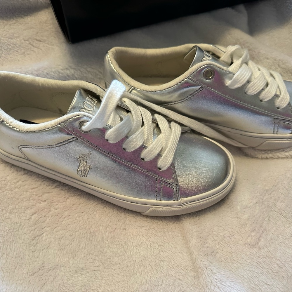 Polo Ralph Lauren Kids Silver Metallic Easten Sneaker